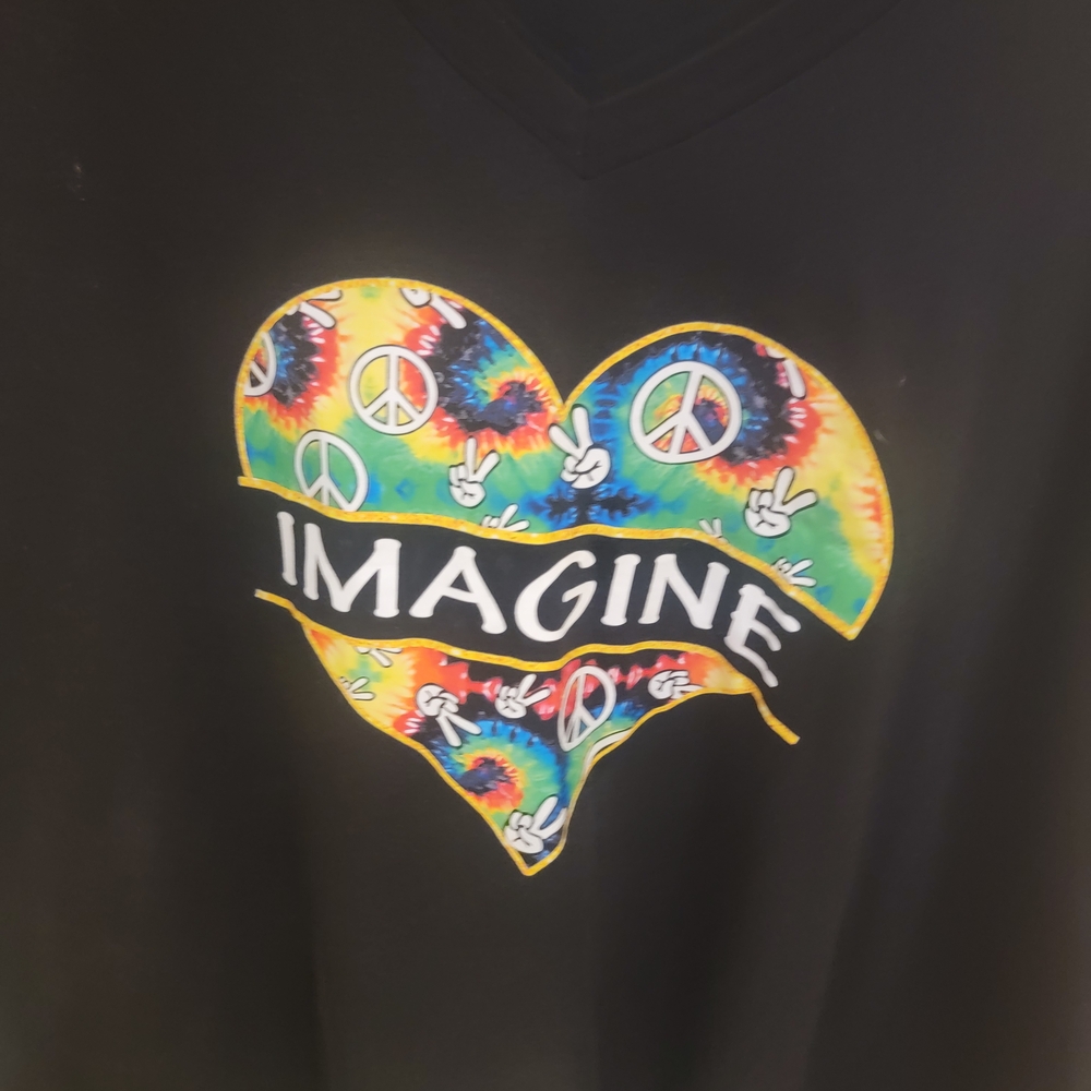 Chic Black Short Sleeve Shirt with Colorful Heart Design